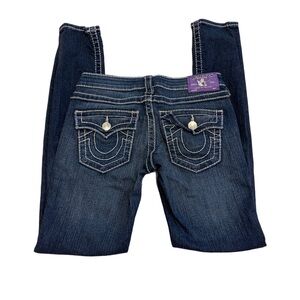 True Religion Women's Rocco Skinny Jeans with Flaps - Size 26 - Dark Wash